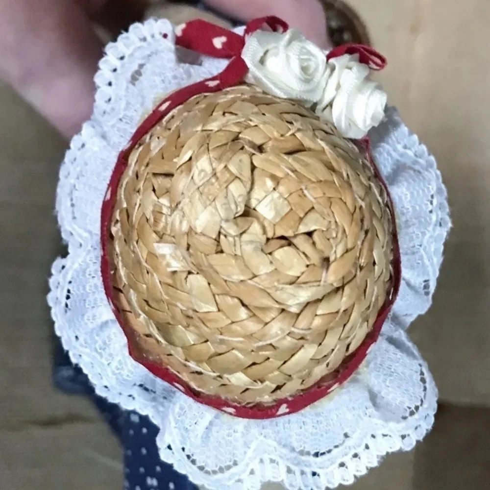 Country Bunny Wood Figure Decoration Lady Rabbit Farmhouse Rustic Cottage Charm